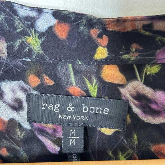 RAG & BONE Corrine Floral Blouse Black Blouse Sz M {VV32} - Picture 4 of 5